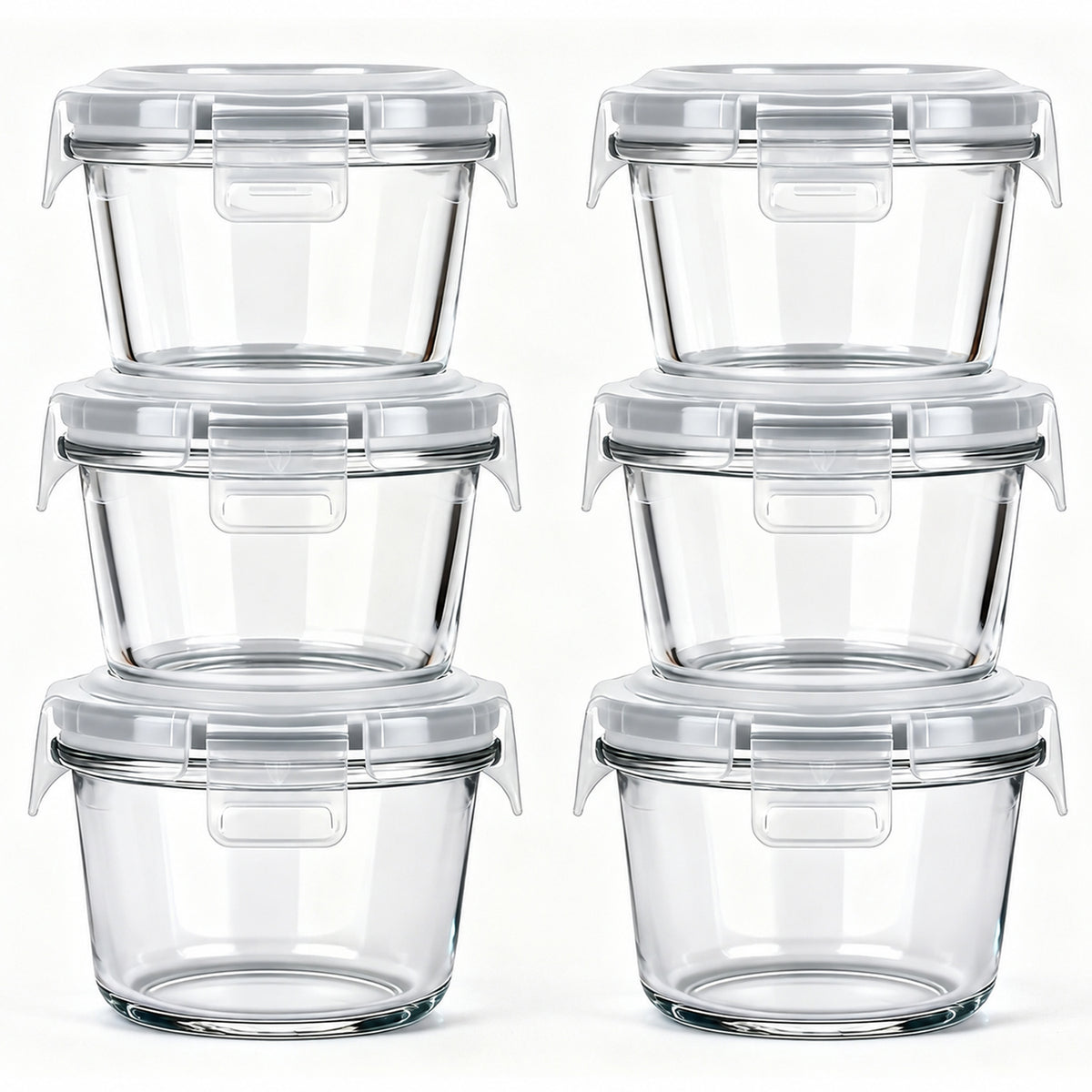12 Pcs Small Glass Food Storage Containers with Lids Set, 5oz Airtight Meal Prep Containers Lunch Box (6 Containers & 6 Lids) for Fruit, Snack, Gray