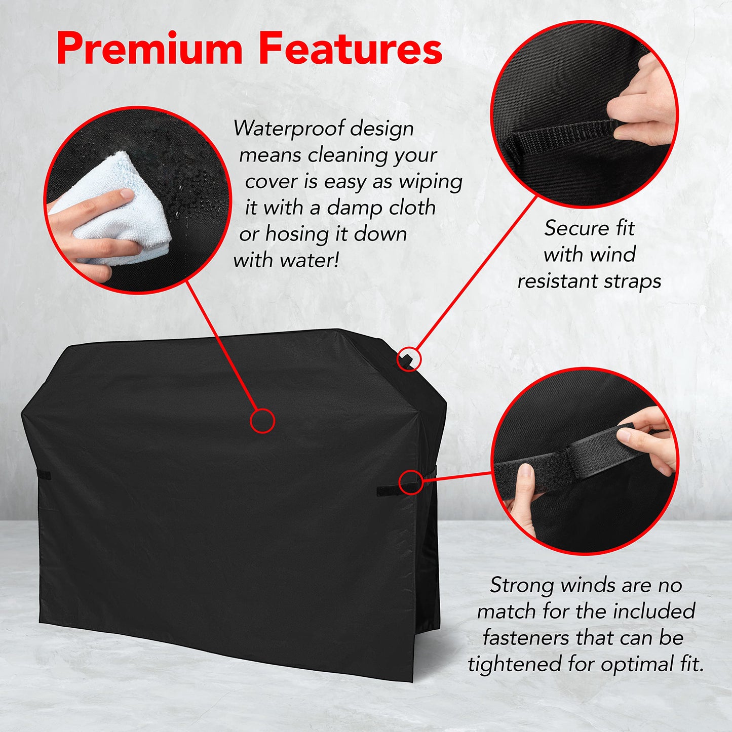 58 Inch Heavy Duty BBQ Grill Cover for Outdoor Grill, Waterproof, Weather Resistant, UV & Fade Resistant
