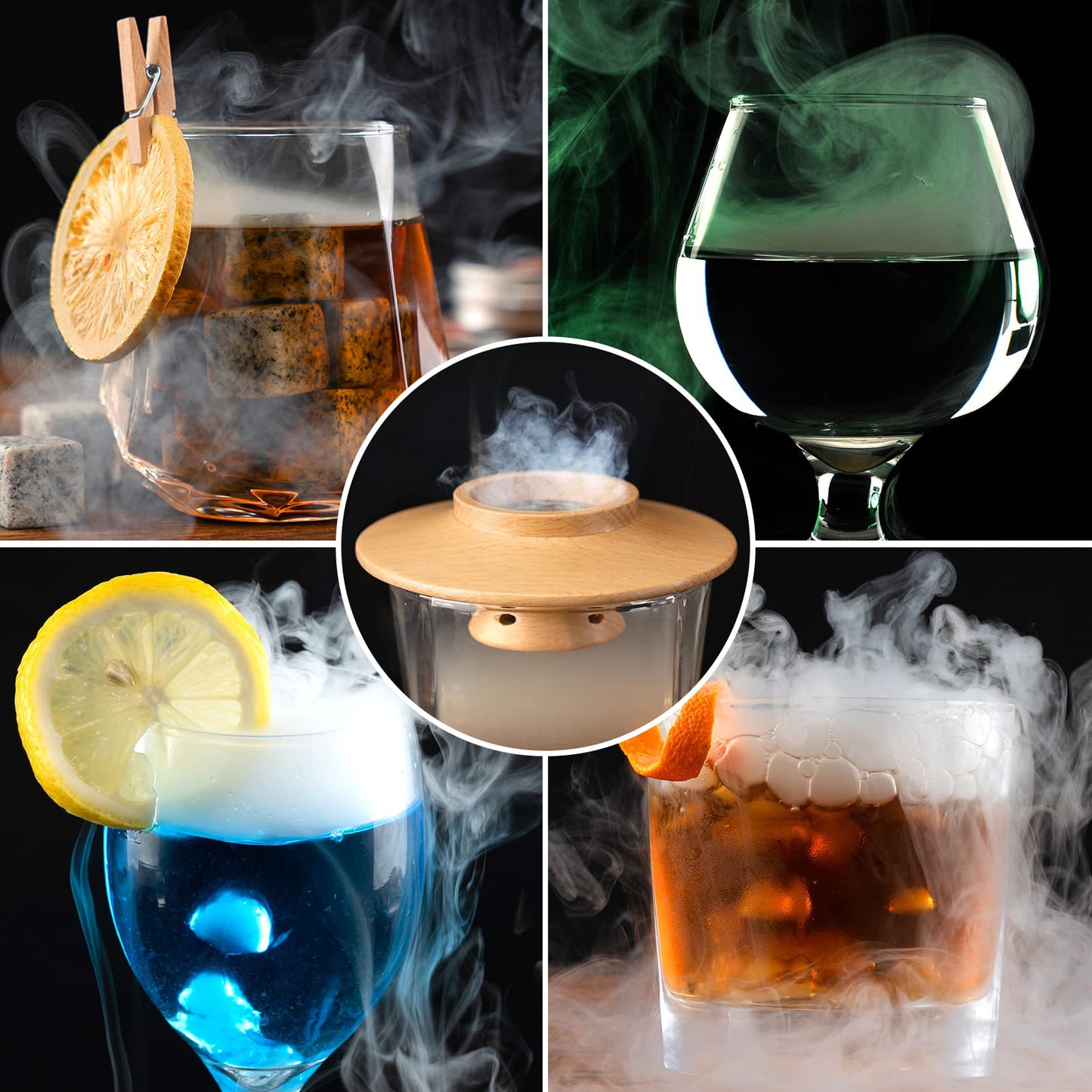 Cocktail Smoker Kit with Torch with 6 Flavored Wood Chips for Bourbon, Old Fashioned Chimney Drinks, Whiskey Smoker Kit, Ideal Gifts for Him,Men,Boyfriend, Husband, Dad