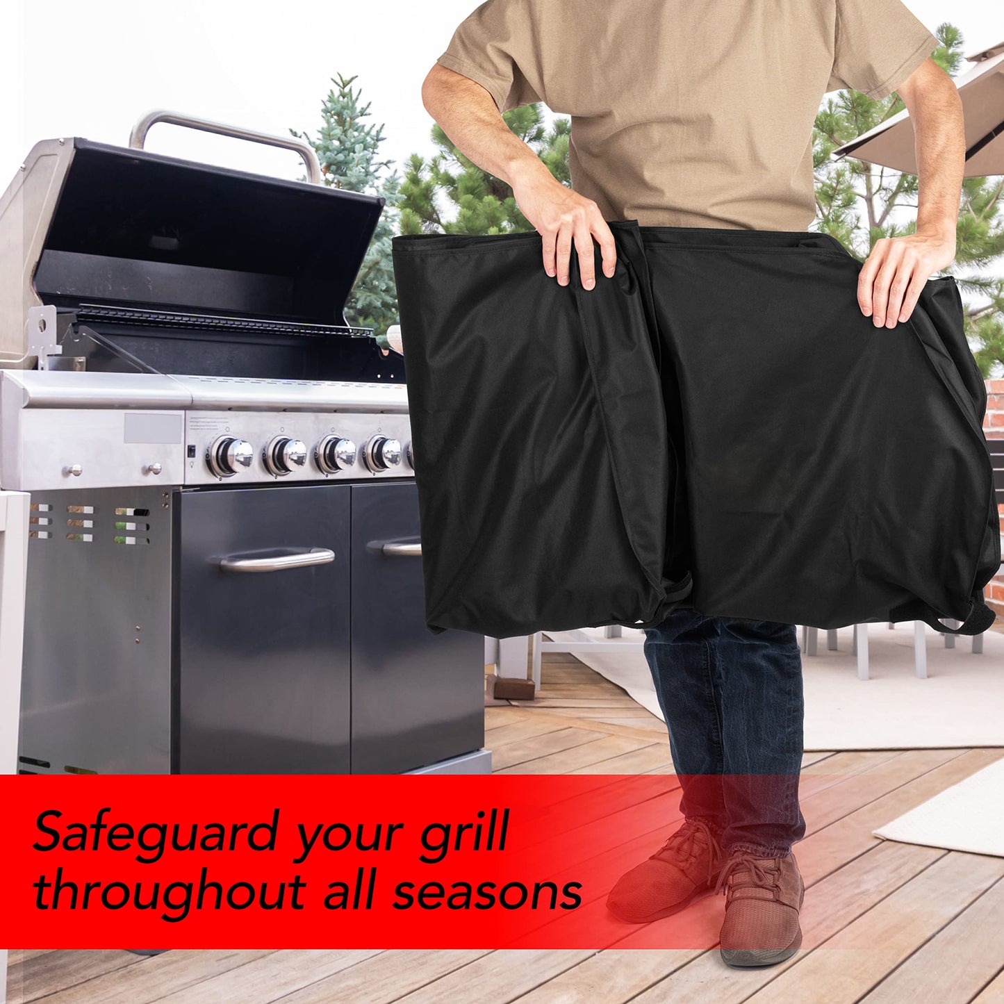 58 Inch Heavy Duty BBQ Grill Cover for Outdoor Grill, Waterproof, Weather Resistant, UV & Fade Resistant