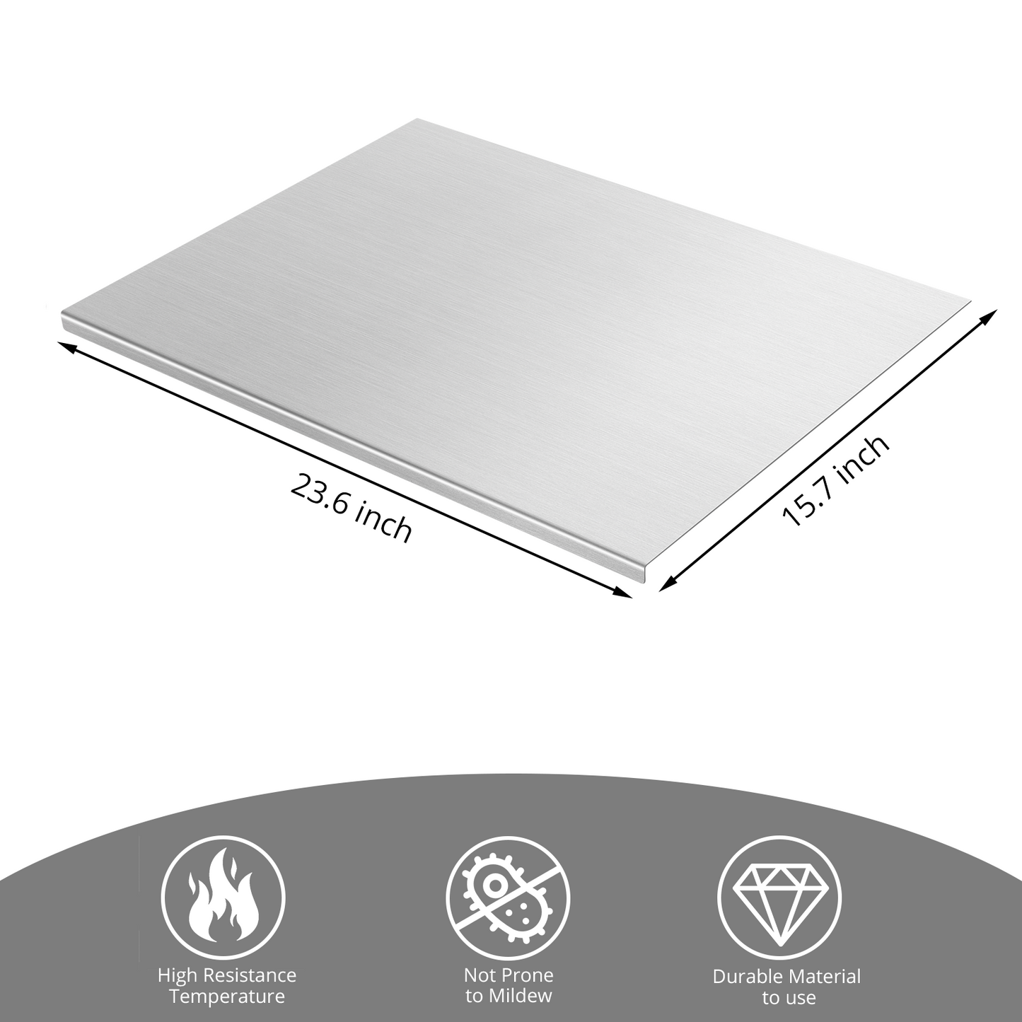 Cutting Boards for Kitchen, AOKIWO Large Stainless Steel Baking Boards with scraper, Suitable for Bread, Meat, Vegetables, (15.7 x 23.6 in)