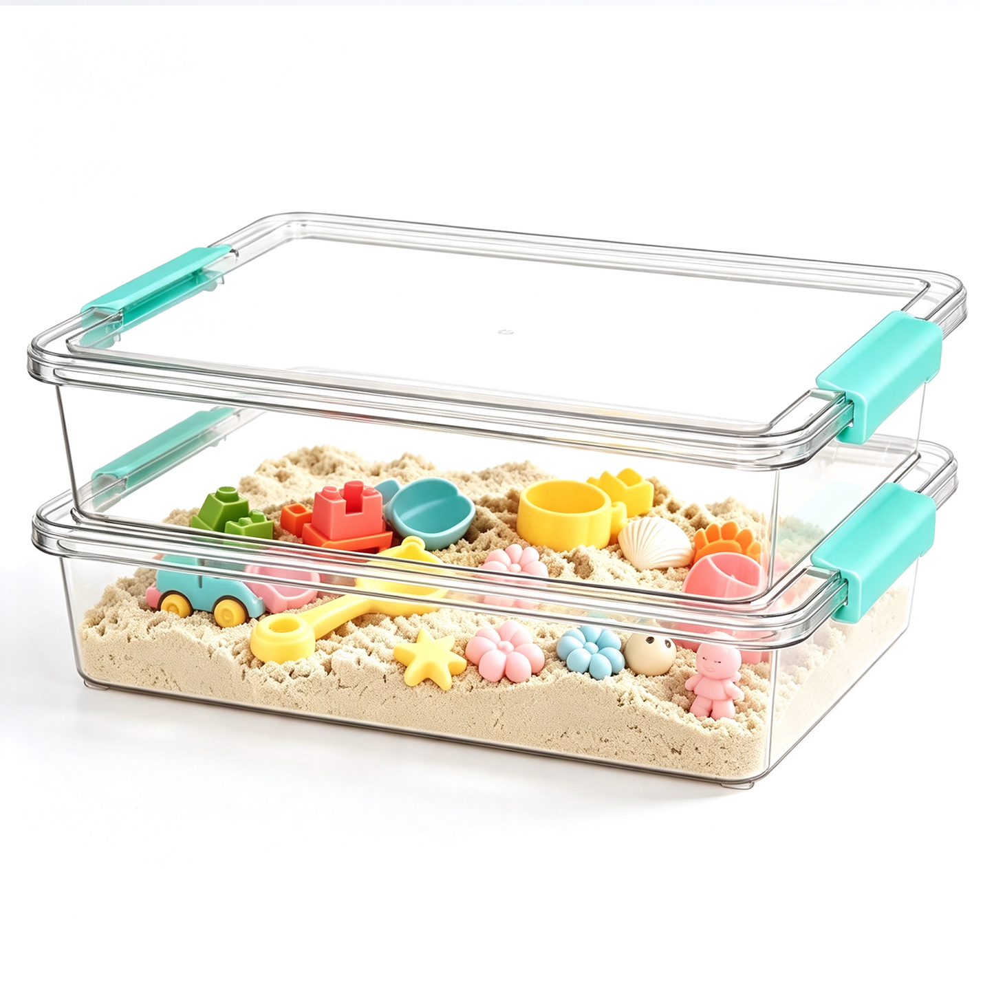 6 Qt Clear Plastic Storage Bins with Lids, 2 Pack Stackable Organizer Containers for Crafts, School Supplies, Toys, Pantry and Home Storage