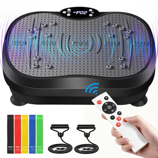 Vibration Plate Exercise Machine, DOMNIU Whole Body Vibration Plate for Weight Loss Lymphatic Drainage, Home Workout Vibrating Muscle Toner with 2 Resistance Bands, Black