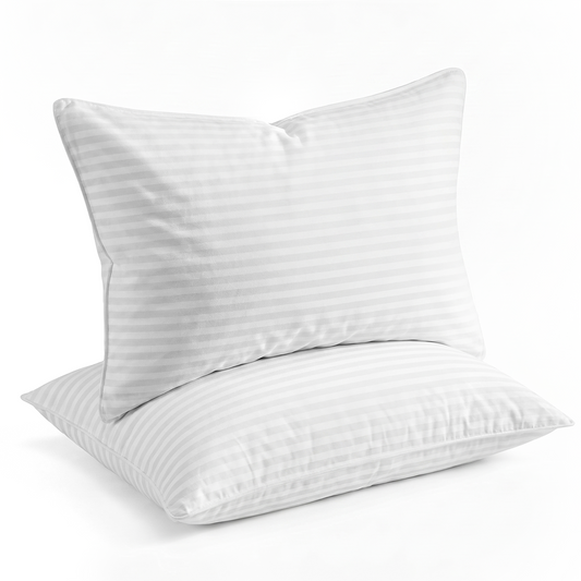 KAQINU Bed Pillows Queen Size Set of 2,Great Support Luxury Hotel Pillows for Side,Stomach and Back Sleepers,Striped White