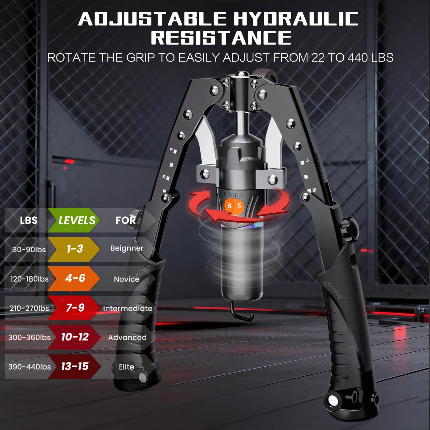 Twister Arm Trainer, 3 in 1 Hydraulic Power Adjustable Chest and Shoulder Workout Equipment with Ab Roller Wheels and Hooks