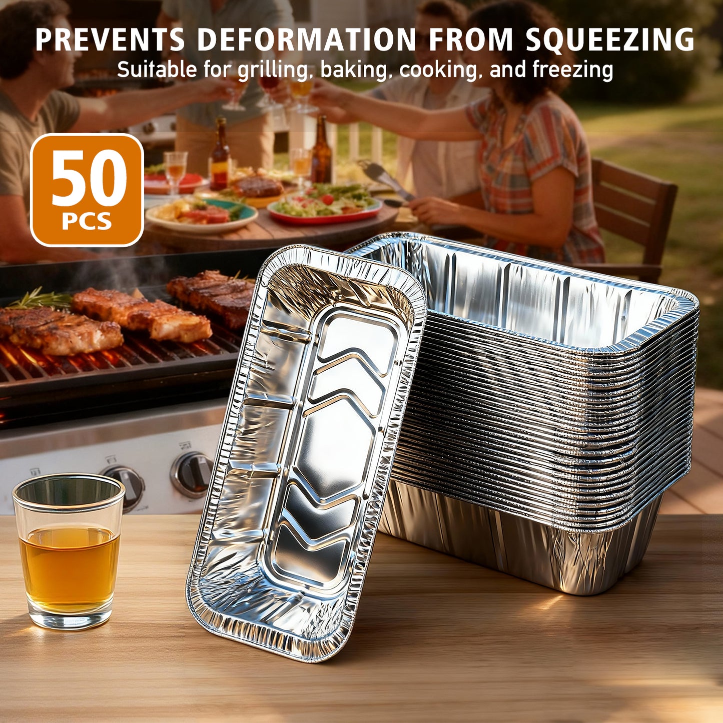 50Pcs Griddle Accessories Drip Pan Liners for Blackstone, Aluminum Foil Grease Drip Pans,Heat Resistant Drip Catcher, Non-Slip Design