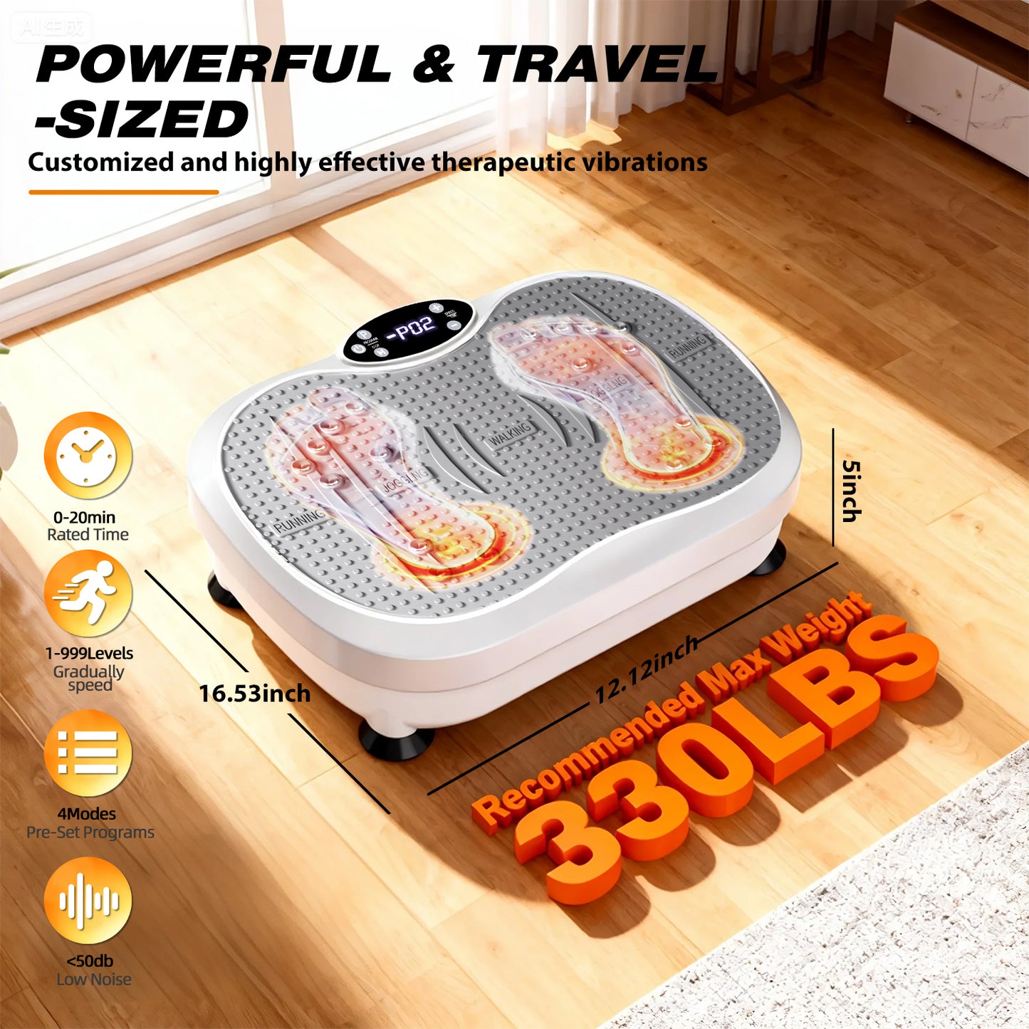 Vibration Plate Exercise Machine, DOMNIU Whole Body Workout Vibration Platform for Lymphatic Drainage, Vibrating Muscle Toner w/ 2 Resistance Bands for Weight Loss, White