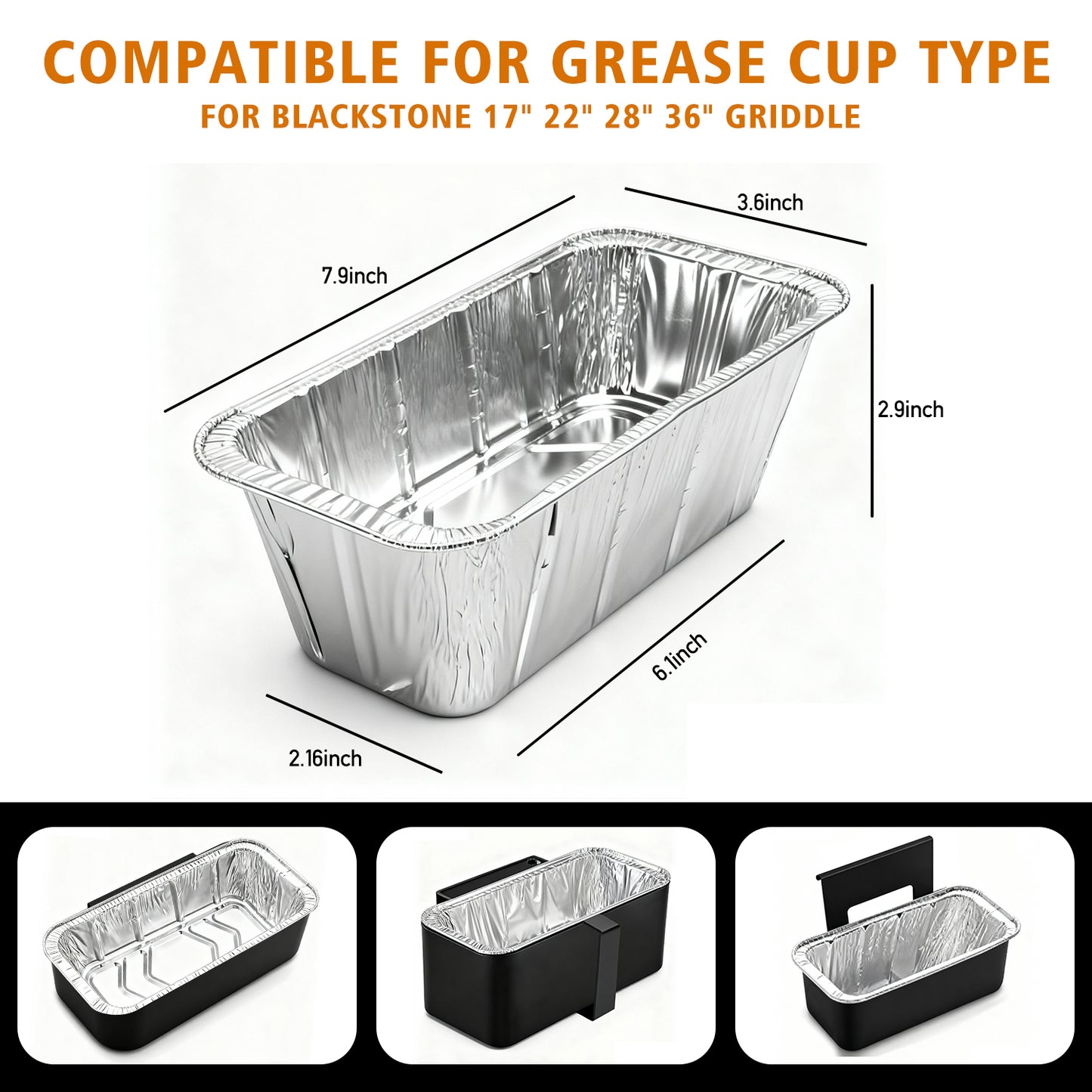 50Pcs Griddle Accessories Drip Pan Liners for Blackstone, Aluminum Foil Grease Drip Pans,Heat Resistant Drip Catcher, Non-Slip Design