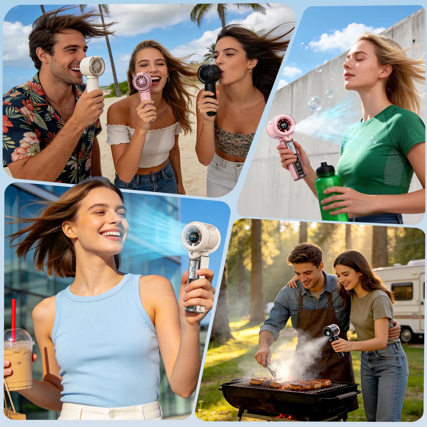 MIBOTE Handheld Rechargeable Misting Fan with Digital Display, 30ml Water Tank, Multiple Speeds, Portable for Outdoor and Travel – Black