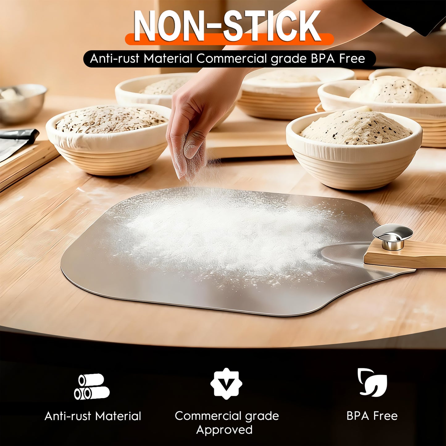 AOKIWO 3-Piece Non-Stick Carbon Steel Oven Baking Pans, Nonstick Coating Baking & Cookie Sheets with Silicone Handles