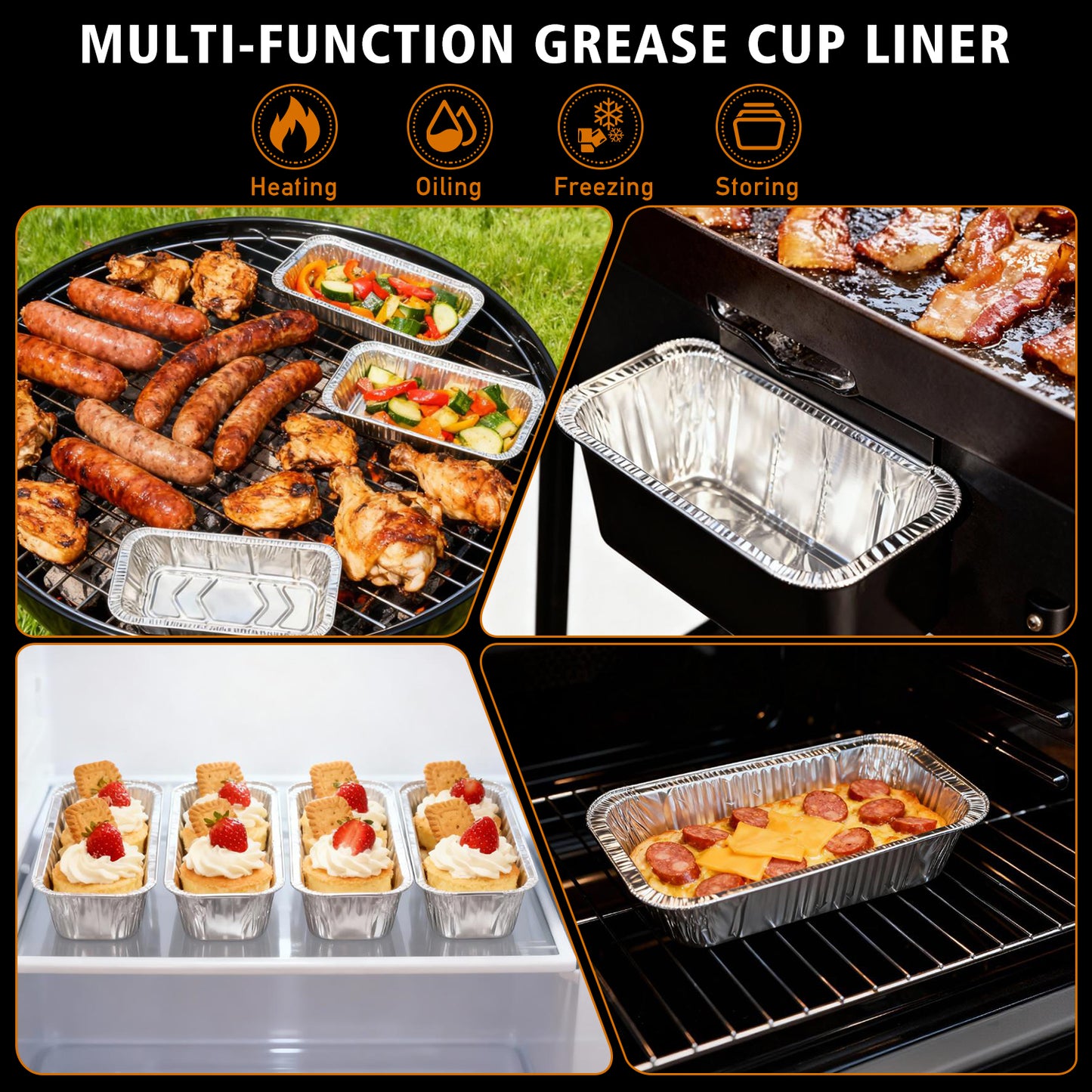 50Pcs Griddle Accessories Drip Pan Liners for Blackstone, Aluminum Foil Grease Drip Pans,Heat Resistant Drip Catcher, Non-Slip Design