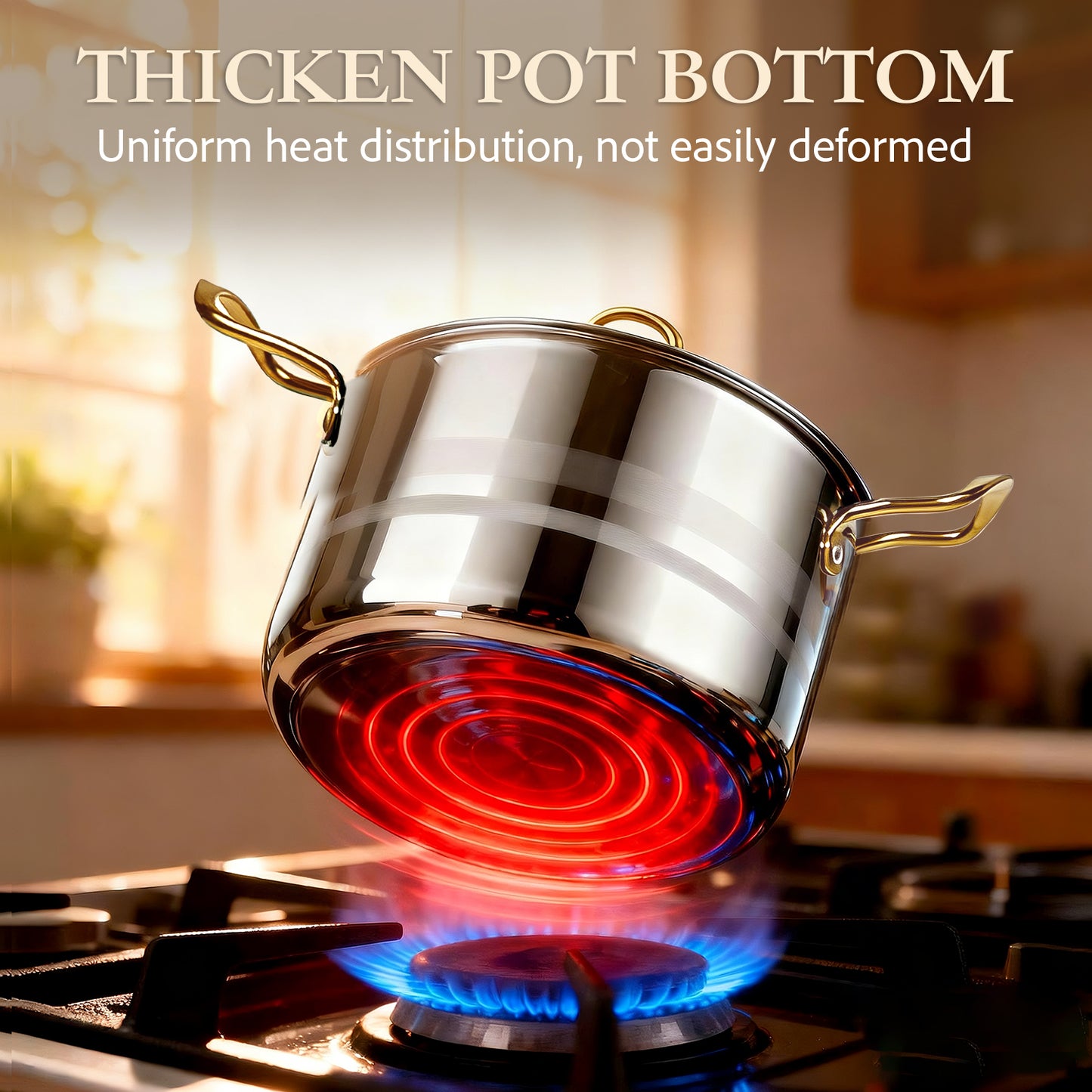 5 PCS Home Soup Pasta Pot, TAIMASI Stainless Steel Stock Pot with Visible Lid for Soup, Spaghetti, Heavy Duty Induction Cooking Pot for All Stoves, Dishwasher Safe