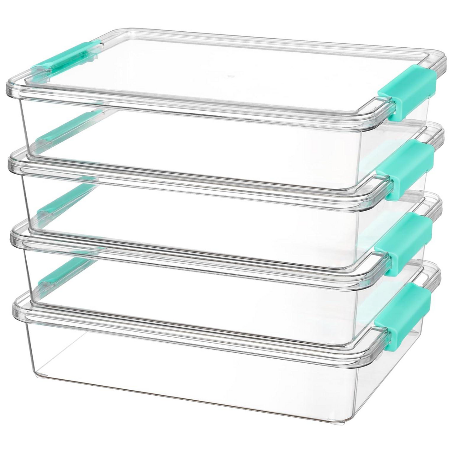6 Qt Clear Plastic Storage Bins with Lids, 4 Pack Stackable Organizer Containers for Crafts, School Supplies, Toys, Pantry and Home Storage