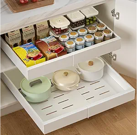 Pull Out Cabinet Organizers Expandable, Slide Out Drawers for Kitchen