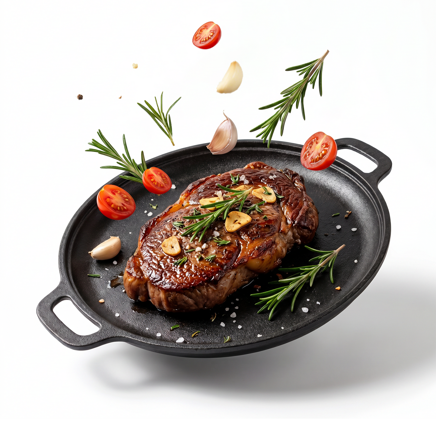 Round Cast Iron Skillet, TAIMASI 12'' Pre-Seasoned Cast Iron Frying Pan with Dual Handle, Oven Safe Pizza Pan for Grill, BBQ, Roasting, All Stovetops Safe