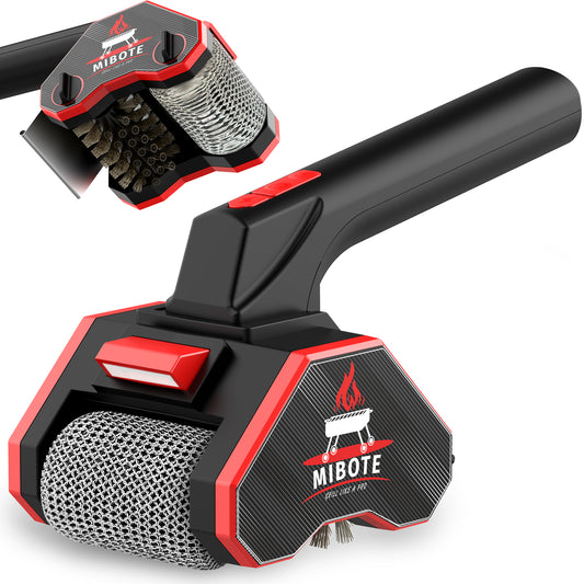 Mibote Electric Grill Brush,2-Speed Adjustment with 304 Stainless Steel,Rechargeable ,Waterproof for Outdoor Barbecue