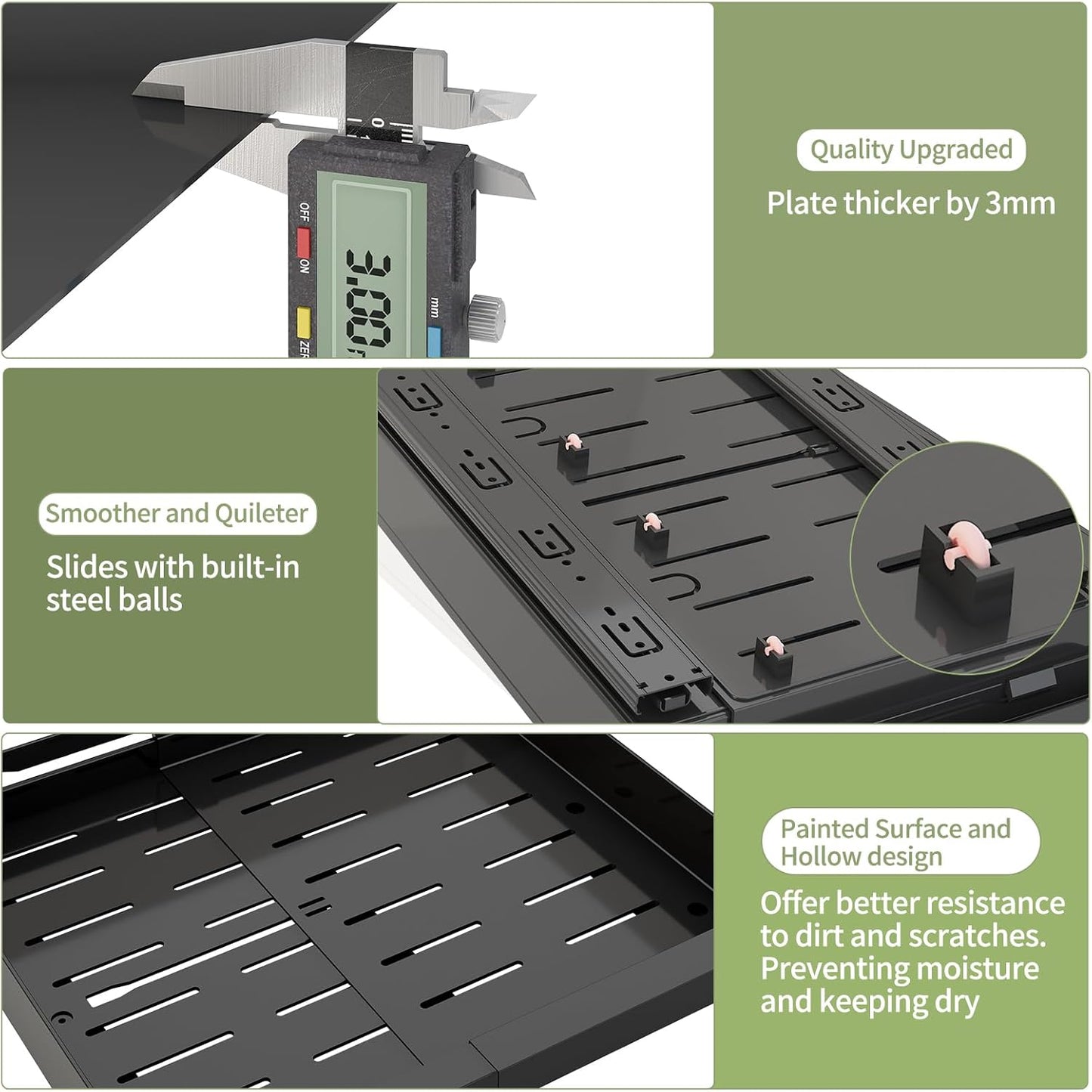 2 Pack Expandable Pull Out Cabinet Organizer, AOKIWO Slide Out Drawers Storage with Adhesive Nano Film for Kitchen Pantry Under Sink (Black, 13''-19'')