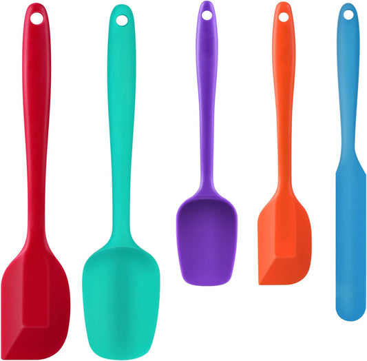 Food Grade Silicone Rubber Spatula Set, TAIMASI 5 Pcs Kithen Cooking Mixing Utensil Set, BPA-Free High Heat Resistant Non Stick Dishwasher Multicolor