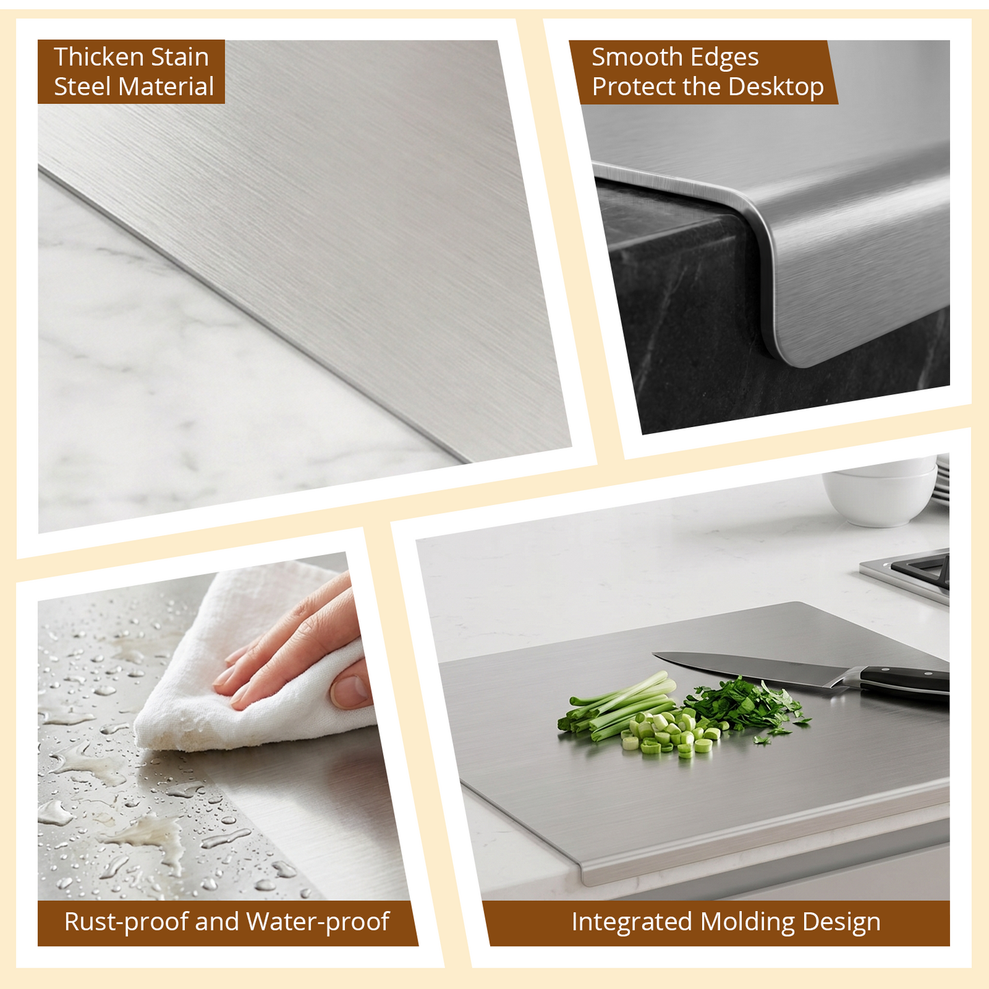 Cutting Boards for Kitchen, AOKIWO Large Stainless Steel Baking Boards with scraper, Suitable for Bread, Meat, Vegetables, (15.7 x 23.6 in)