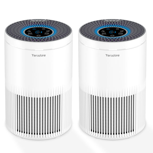 Air Purifiers for Home with PM 2.5 Air Quality Monitor, White 2 Count