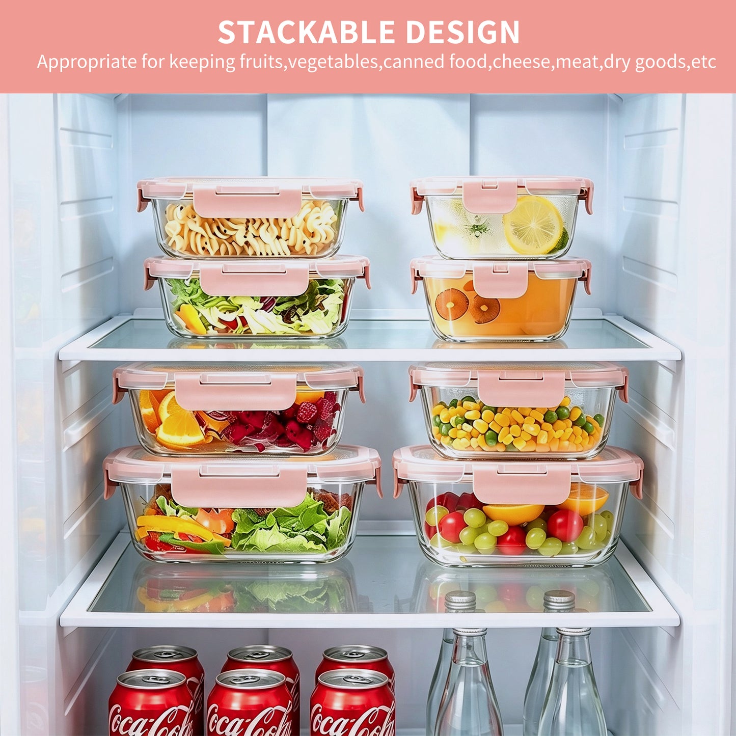 TAIMASI 16 Pack Borosilicate Glass Food Storage Containers with Lids, Airtight Leak Proof Snap Lock Glass Meal Prep Containers, Microwave Oven Freezer Dishwasher Safe, BPA Free Kitchen Storage Set