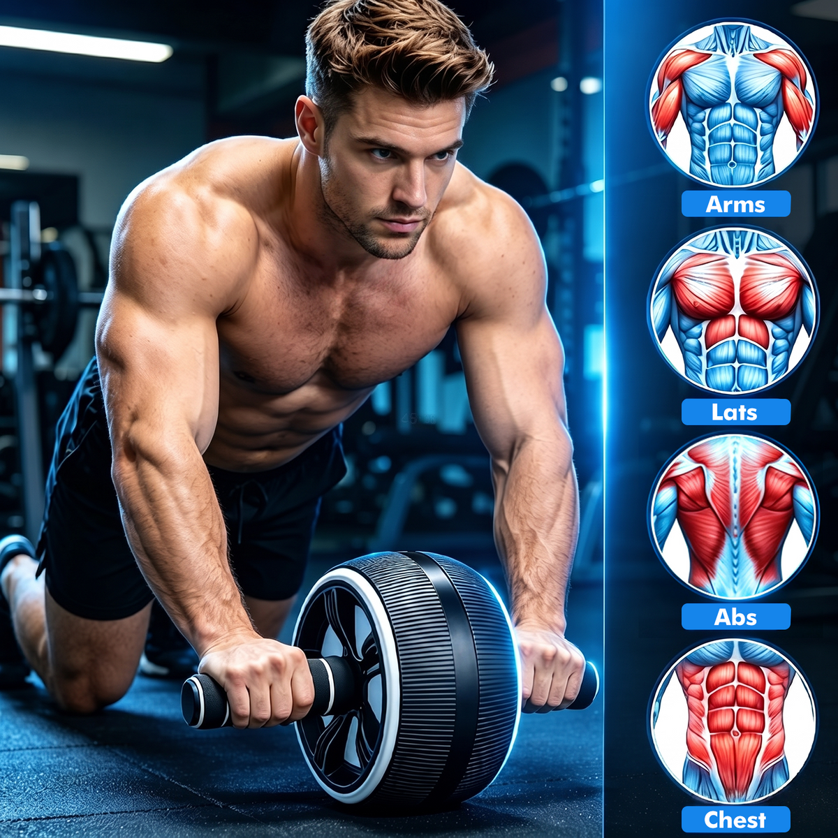Mibote Ab Roller Wheel, 10-in-1 Abdominal Exercise Kit with Knee Pad and Push up Bars, Core Workout Equipment for Home Gym