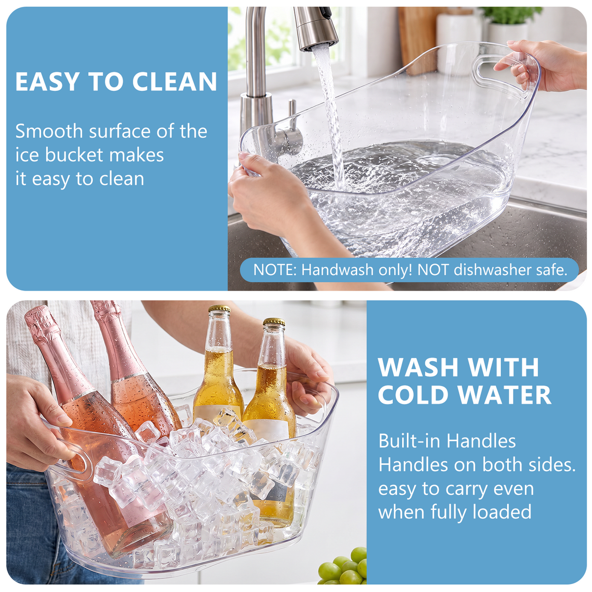 12L Plastic Ice Bucket for Parties with Scoop, TAIMASI 2 Packs BPA Free Large Capacity Drop-Resistant Beverage Tub for Wine, Beer, Juice, Portable Cooler for Outdoor Cocktail Mimosa & Soda Bar (Copy)