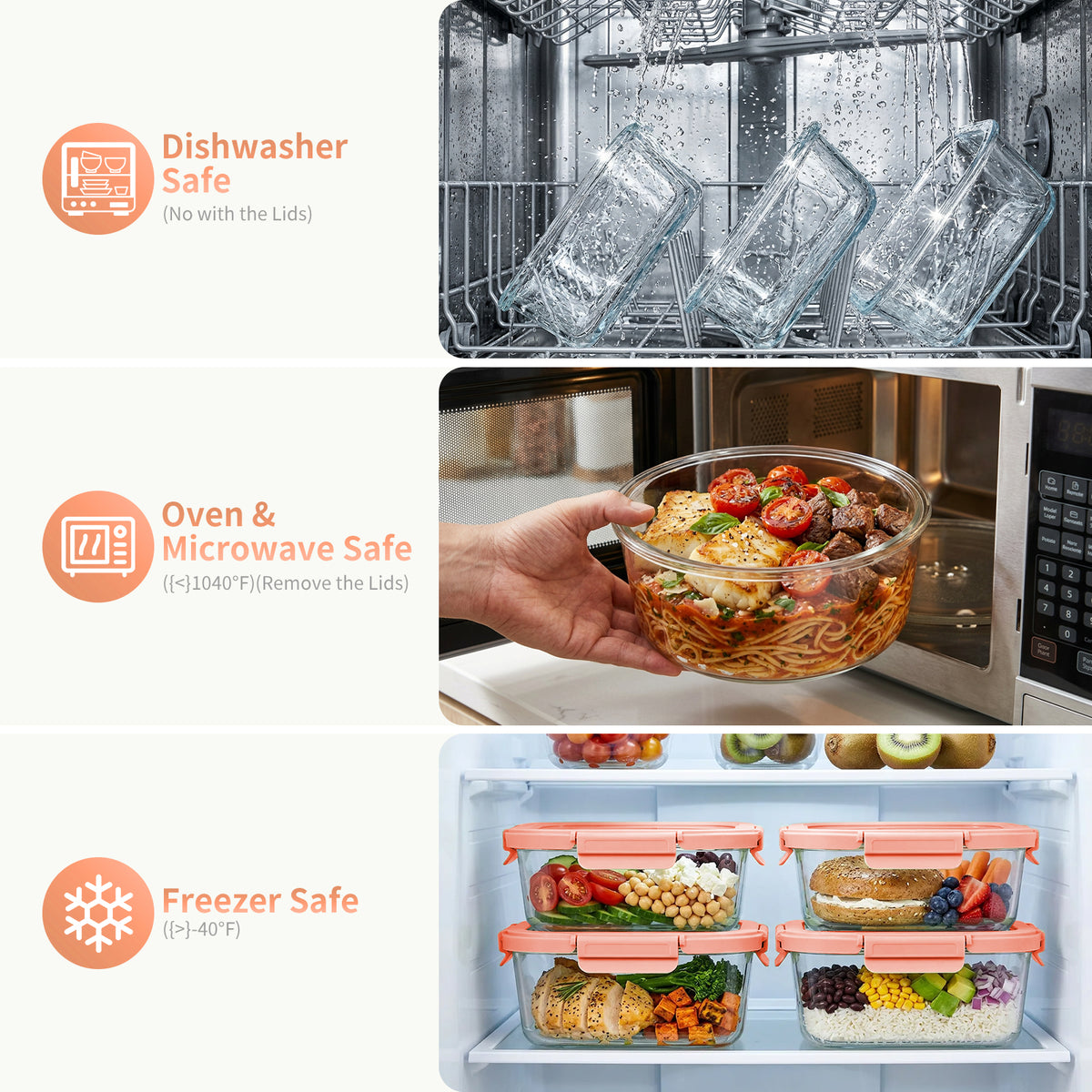 36 Pcs Glass Food Storage Containers with Tempered Lids Set, Borosilicate Oven-Safe(-4°F~950°F), Airtight Meal Prep Lunch Box Containers (18 Containers & 18 Lids), Pink