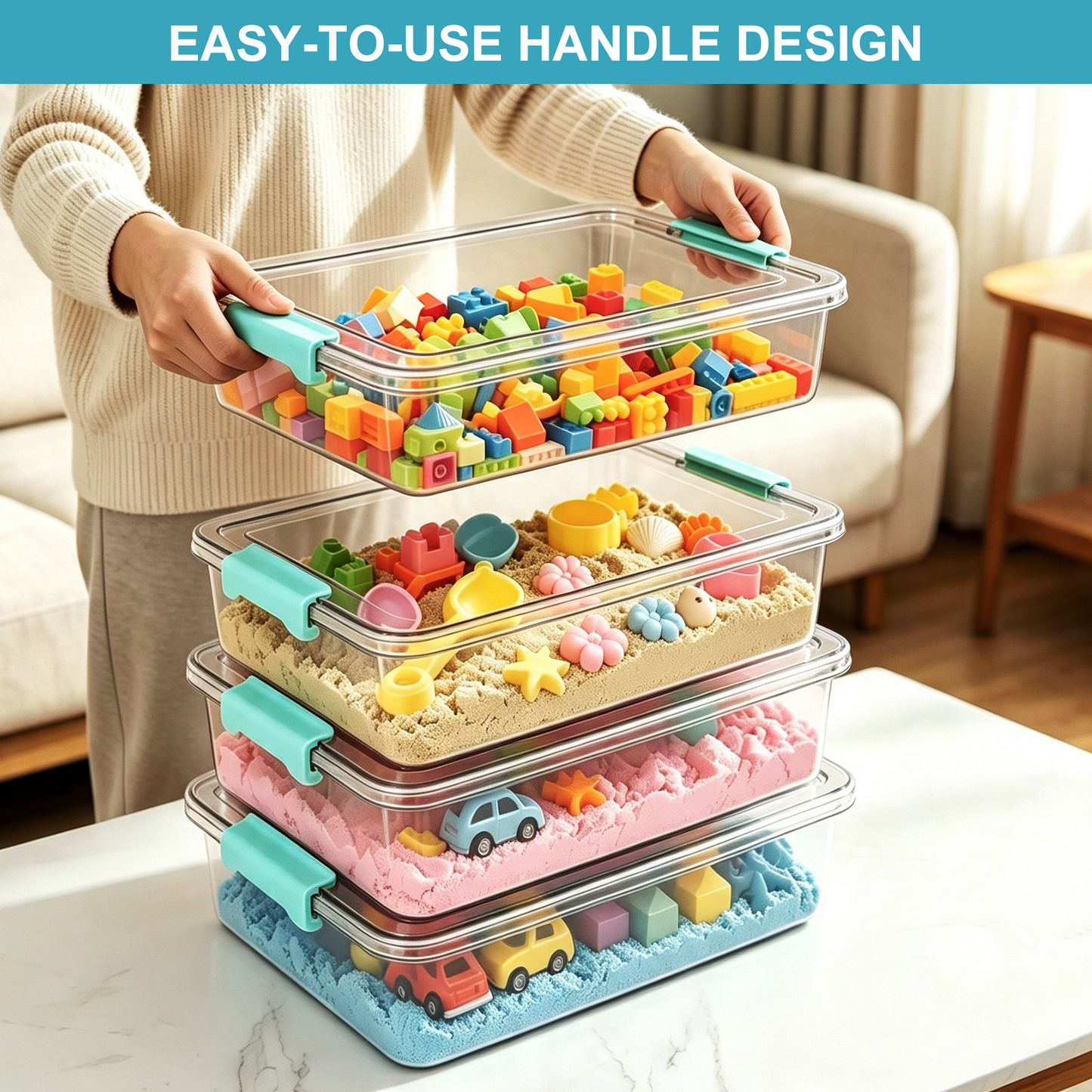 6 Qt Clear Plastic Storage Bins with Lids, 2 Pack Stackable Organizer Containers for Crafts, School Supplies, Toys, Pantry and Home Storage