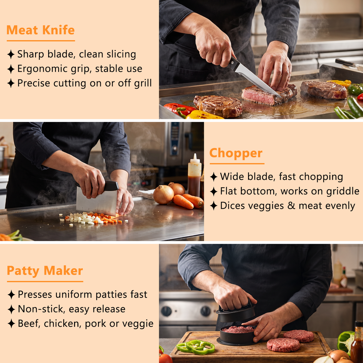 Mibote 28-Piece Griddle Accessories Kit, Flat Top Grill Tools Set with Spatula Scraper and Basting Cover, Hibachi BBQ Grilling
