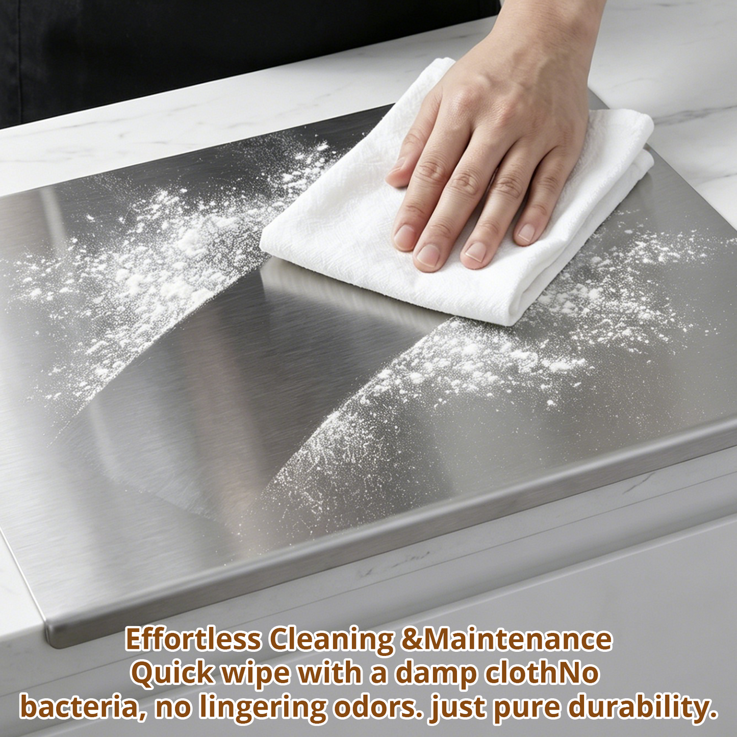 Cutting Boards for Kitchen, AOKIWO Large Stainless Steel Baking Boards with scraper, Suitable for Bread, Meat, Vegetables, (15.7 x 23.6 in)