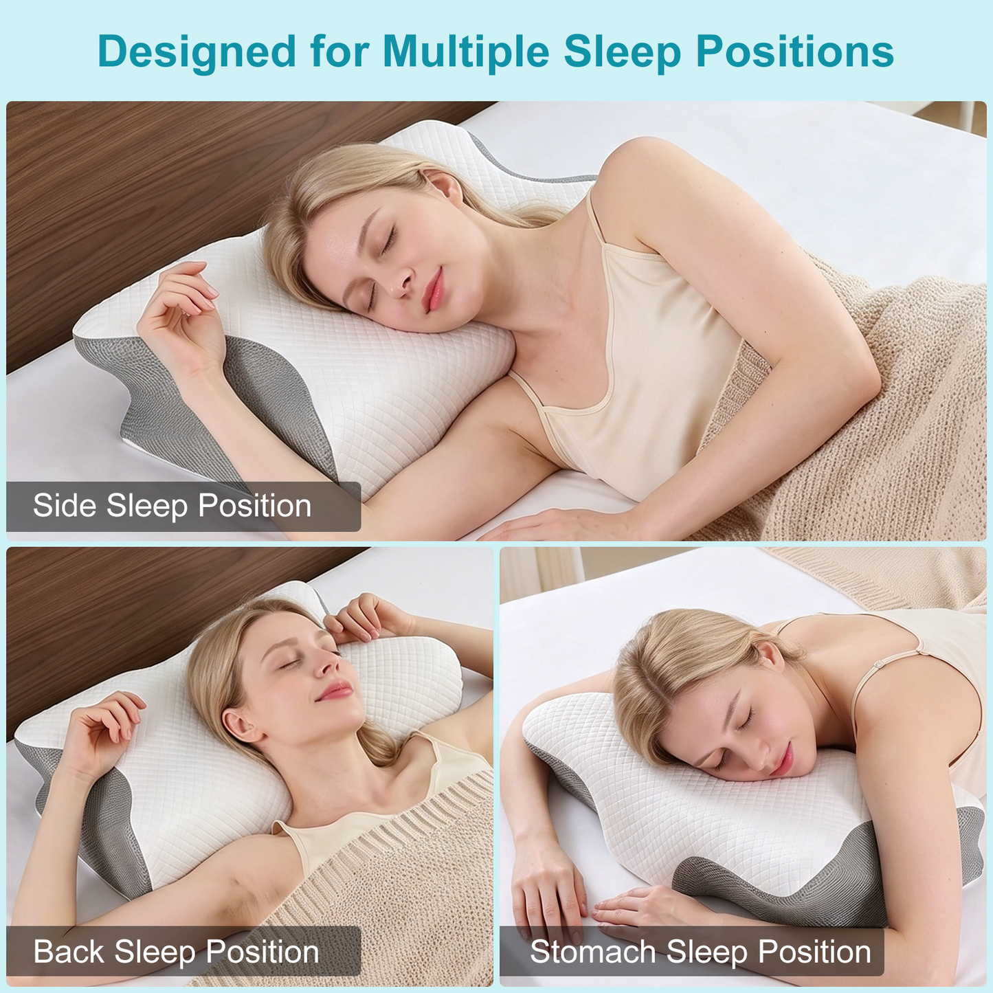 Wyrna Cervical Neck Pillow for Neck Support, Neck Pillow for Pain Relief, 2-Height Memory Foam Pillow, Ergonomic Pillow for Comfortable Side and Back Sleeping, Breathable and Easy to Clean