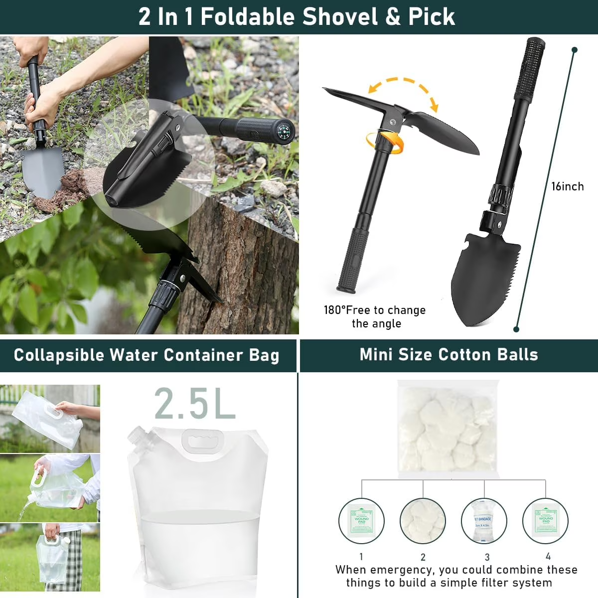Survival Kit 260Pcs Survival Gear and Supplies for Camping Hiking Hunting Outdoor Adventure Professional Emergency Kit