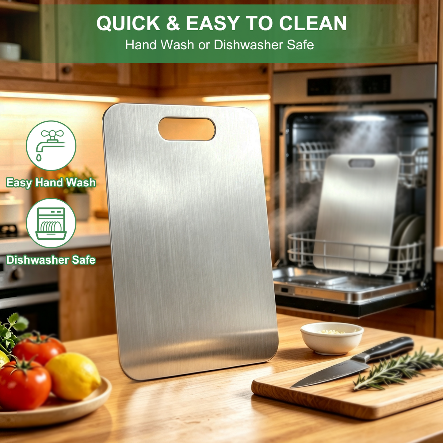 Wynra Stainless Steel Cutting Board, Large Cutting Board for Kitchen, Metal Food Prep Board for Meat, Vegetables and Fruit, 9.05" x 13.38"