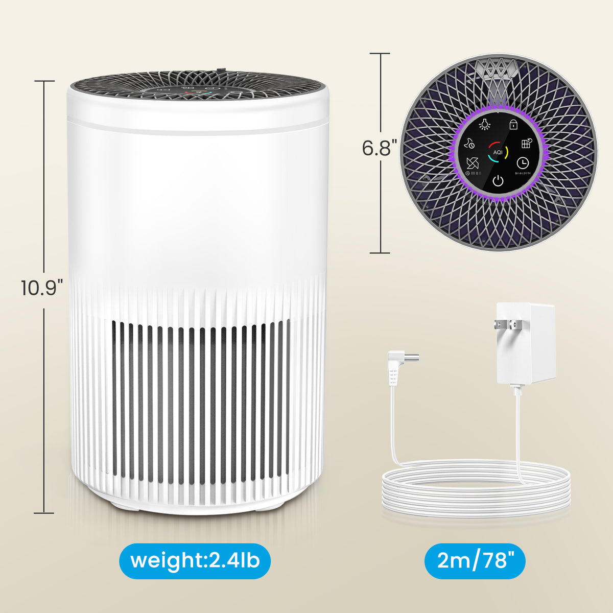 Air Purifiers for Home Cover Up to 1235 Ft², Air Cleaner with PM 2.5 Air Quality Monitor,2Pack APS1006 – UL