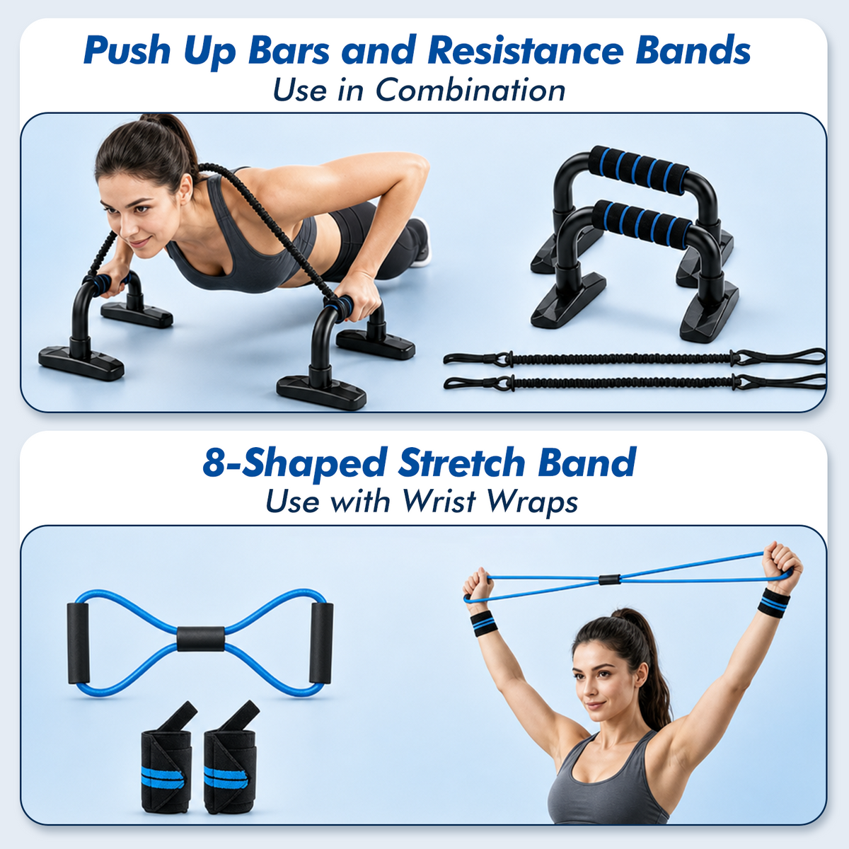 Mibote Ab Roller Wheel, 10-in-1 Abdominal Exercise Kit with Knee Pad and Push up Bars, Core Workout Equipment for Home Gym