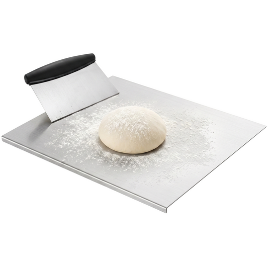 Cutting Boards for Kitchen, AOKIWO Large Stainless Steel Baking Boards with scraper, Suitable for Bread, Meat, Vegetables, (15.7 x 23.6 in)