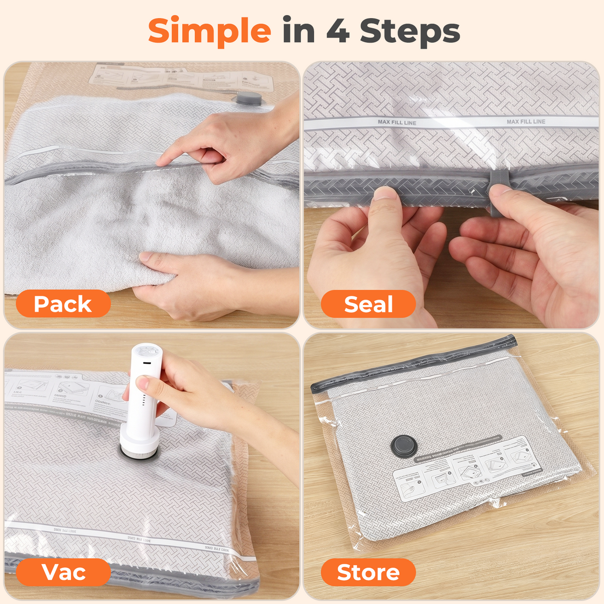 Mibote Vacuum Bags for Travel with Rechargeable Pump, 12 Combo Space Saver Compression Packing Seal Storage for Clothes Luggage