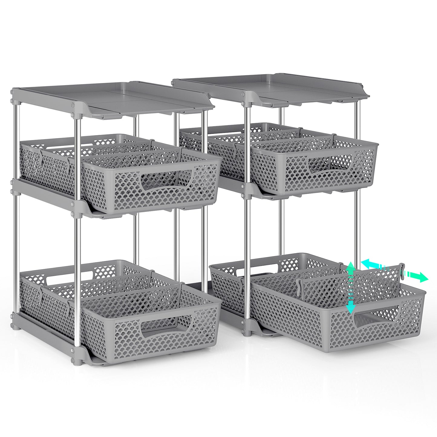 TAIMASI Pull-Out 3 Tier Bathroom Organizers and Storage, Under Sink Organizer, Kitchen Cabinet Organizer Gray, 1 (Count)
