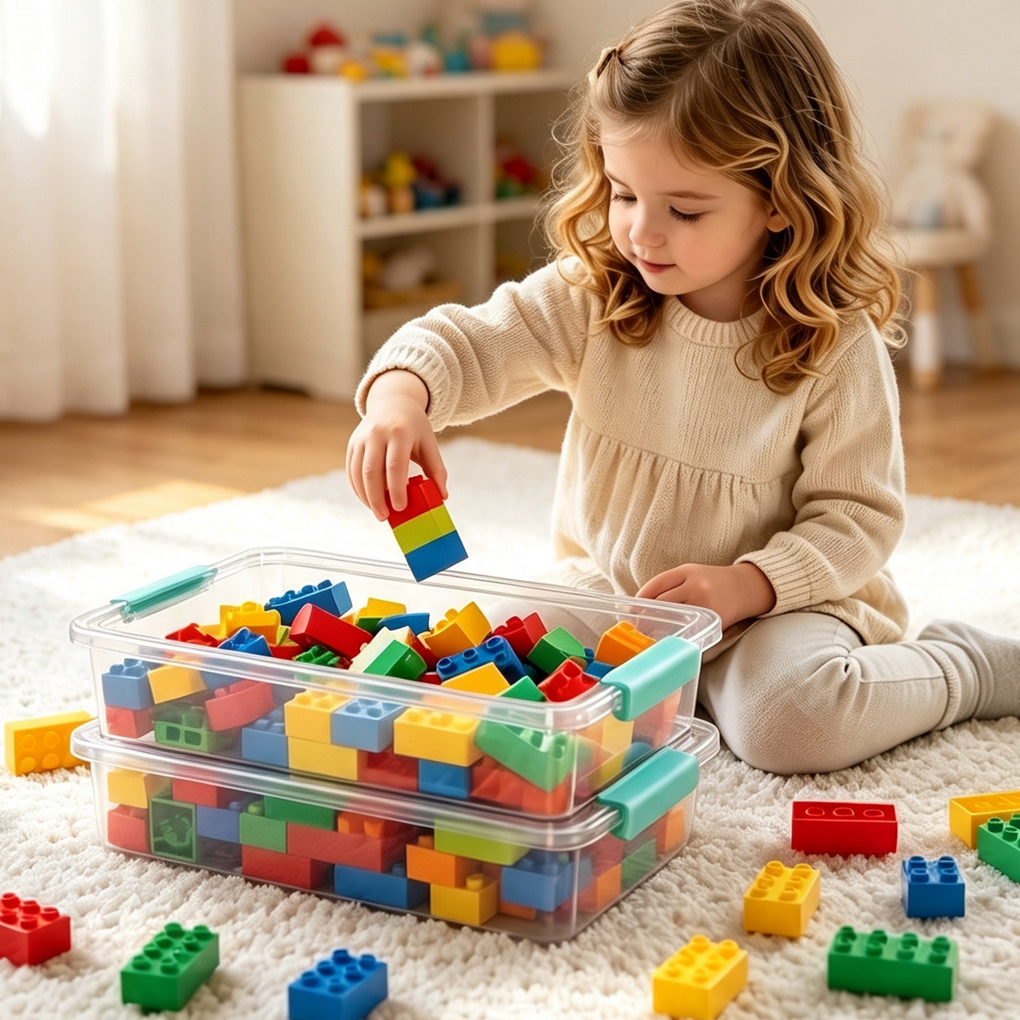 6 Qt Clear Plastic Storage Bins with Lids, 2 Pack Stackable Organizer Containers for Crafts, School Supplies, Toys, Pantry and Home Storage