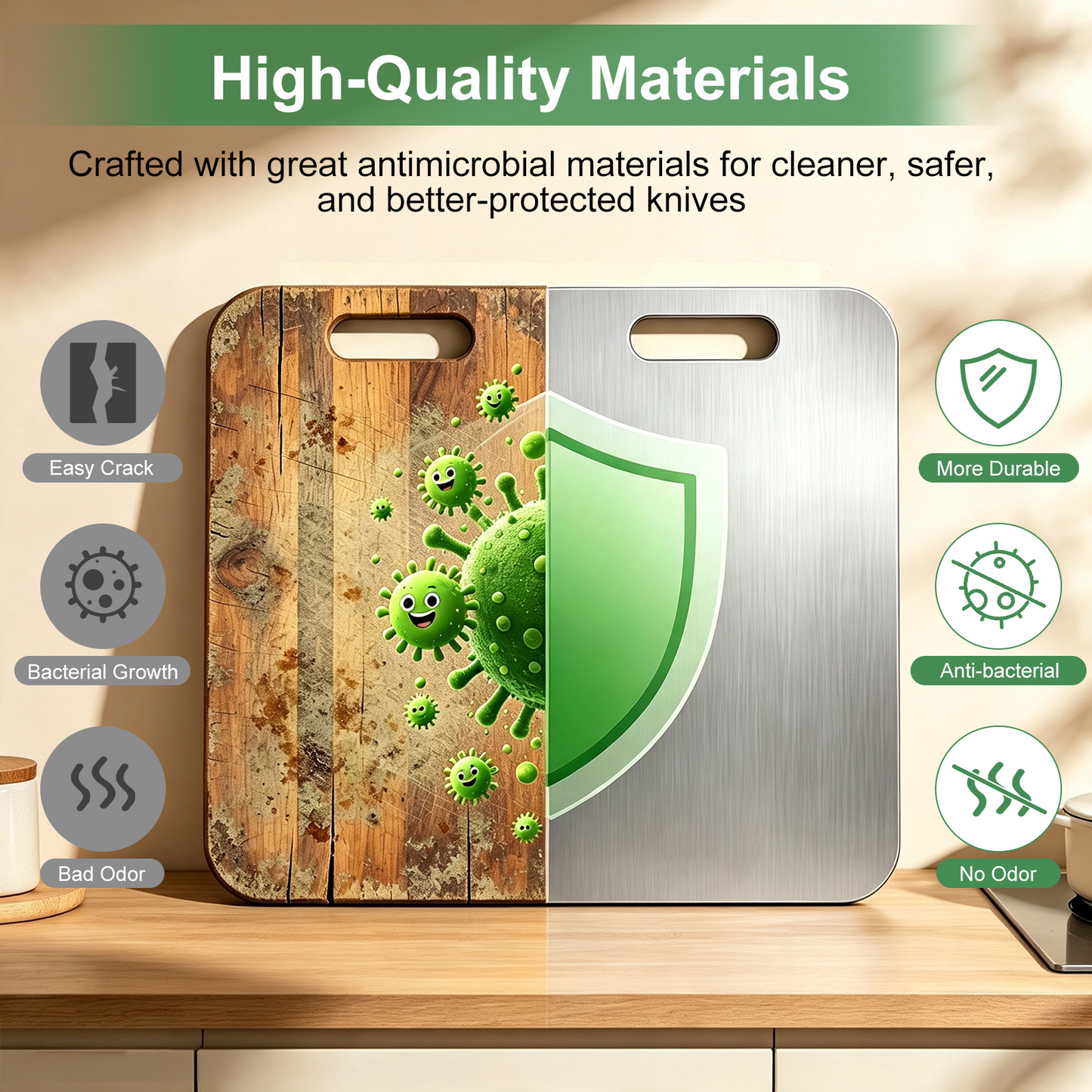 Wynra 3 Piece Stainless Steel Cutting Board Set, Non-Toxic Double-Sided Cutting Board for Kitchen, Durable Metal Cutting Board for Meat, Vegetables, Fruits & Bread, Dishwasher Safe