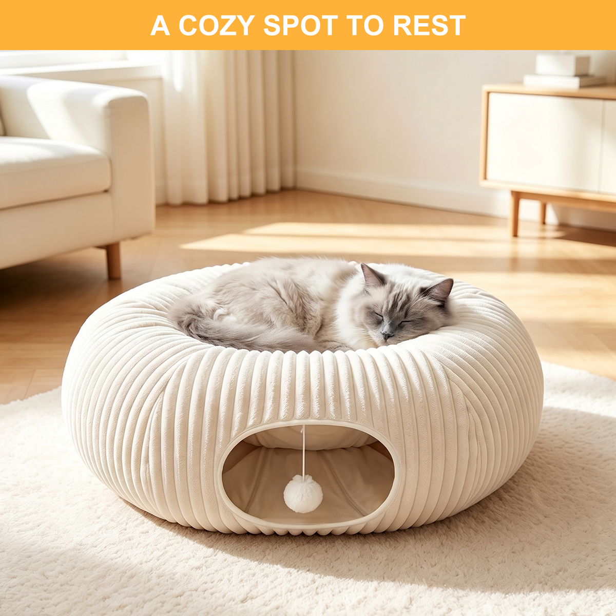 42 Pcs Cat Toys Kitten Toys, Interactive Cat Toy with Collapsible Cat Tunnel Bed, Interactive Kitty Toys Feather Teaser Spring Toy Set for Cat, Kitty