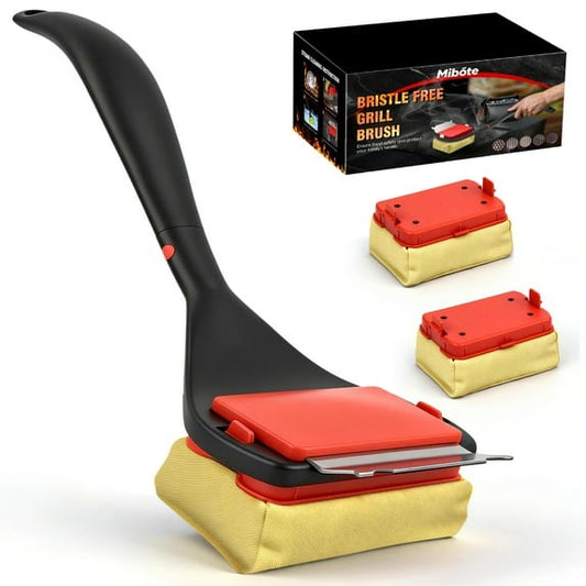 Grill Brush Bristle Free Safe BBQ Grill Brush for Gas, Charcoal, Cast Iron Stainless Grates Durable, Heat-Resistant Grill Cleaning Brush Barbecue Cleaner