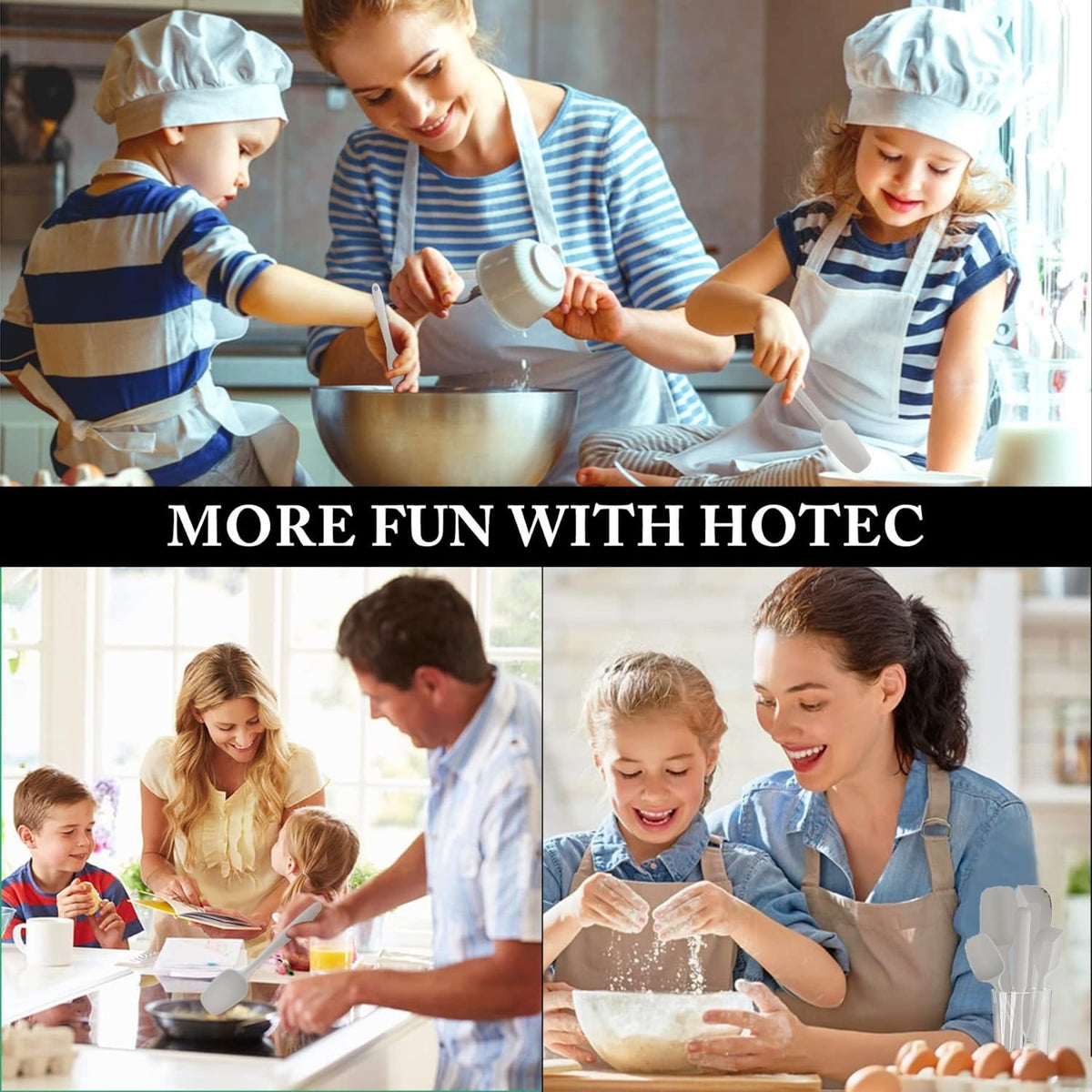 Food Grade Silicone Rubber Spatula Set for Baking, TAIMASI 5Pcs Cooking Utensil Set, High Heat Resistant Non Stick Dishwasher BPA-Free-Gray