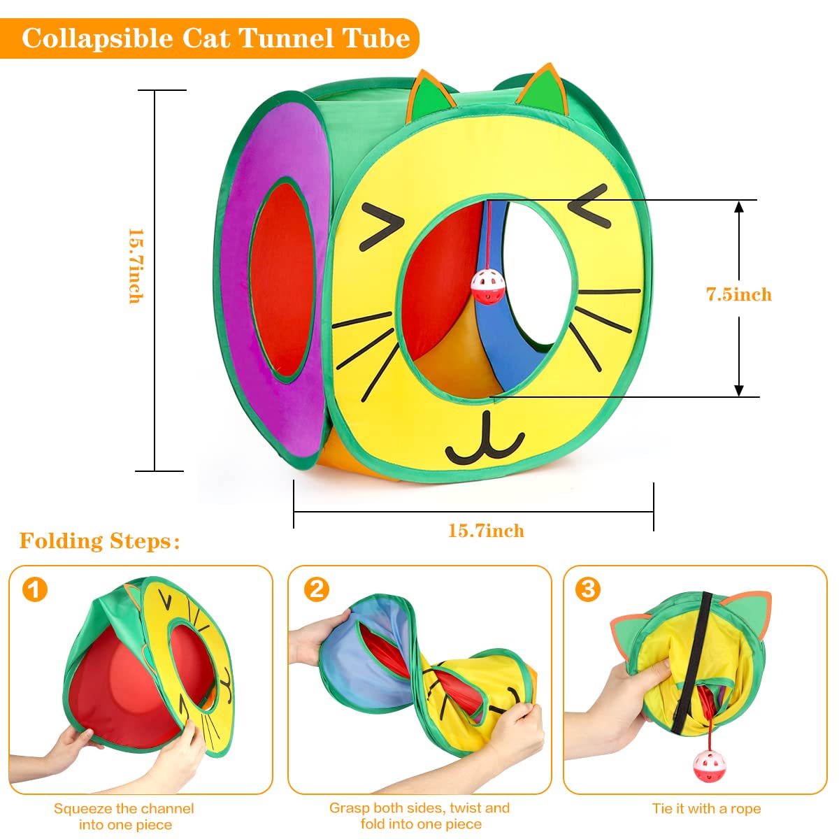 37 PCS Cat Toys, Interactive Kitten Toys for Indoor Kitty, Variety Catnip Toy Set Including Collapsible Cat Tunnel Tube Tent, Cat Feather Teaser Wand, Cat Bell, Fuzzy Ball, Spring, Mouse Toy