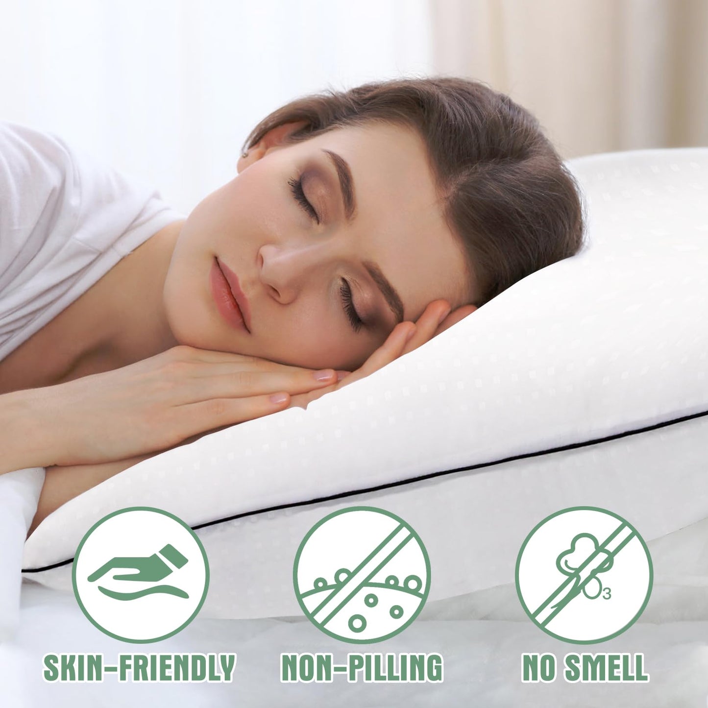 Weituo Standard Size Bed Pillows for Adult,4 Pack Great Support Luxury Hotel Pillows for Side,Stomach and Back Sleepers.