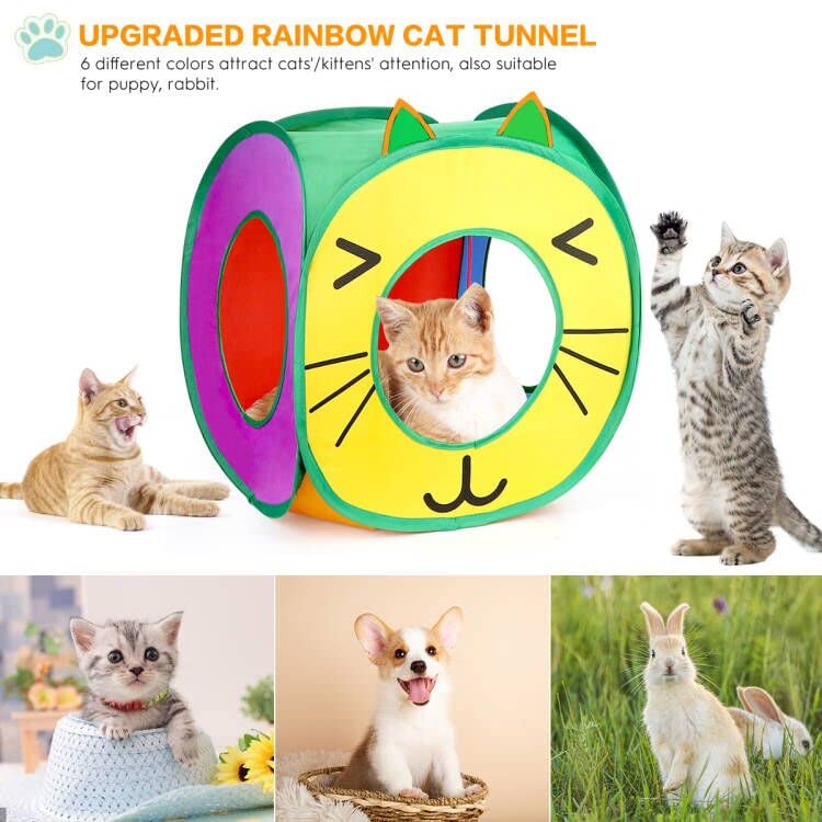 37 PCS Cat Toys, Interactive Kitten Toys for Indoor Kitty, Variety Catnip Toy Set Including Collapsible Cat Tunnel Tube Tent, Cat Feather Teaser Wand, Cat Bell, Fuzzy Ball, Spring, Mouse Toy