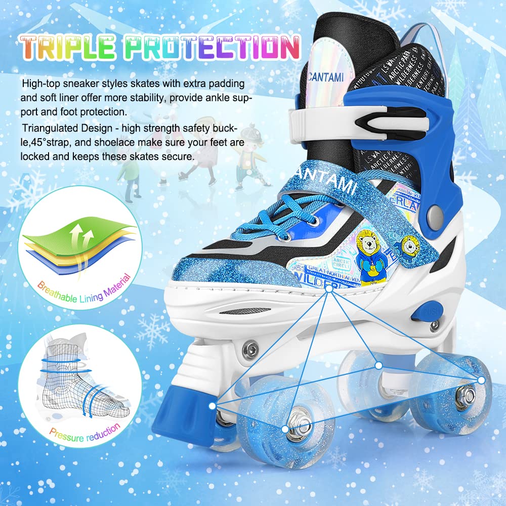 Roller Skates for Kids Girls Boys 4 Size Adjustable Kids Roller Skates with Wheels Light up for Children, Teens, Beginner & Advance, Indoor Outdoor